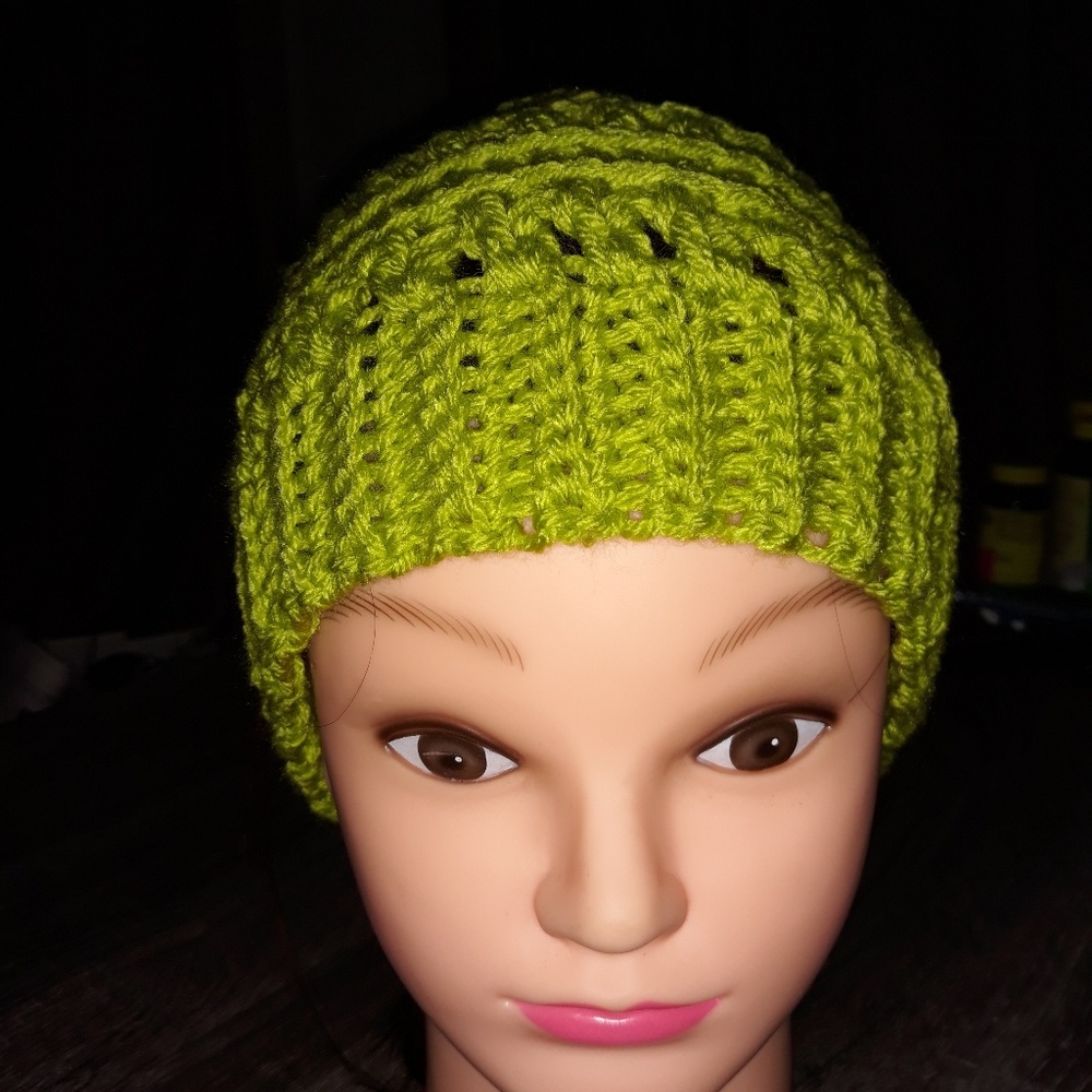 Crochet messy bun beanie